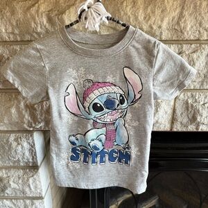 Disney Gray Stitch Winter Kids T-Shirt size 4 NWOT